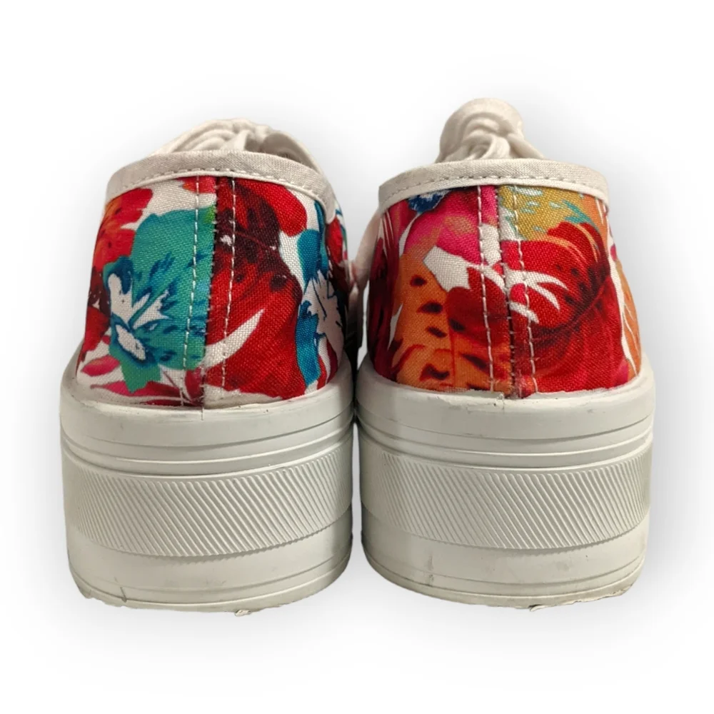Zara Trafaluc Tropical Floral Cloth Platform Sneakers, 7.5